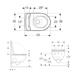 Geberit Selnova RimFree 53cm Κρεμαστή Λεκάνη με Κάθισμα Soft Closing