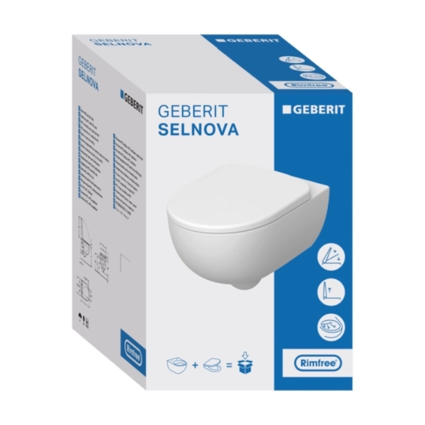 Geberit Selnova RimFree 53cm Κρεμαστή Λεκάνη με Κάθισμα Soft Closing