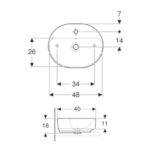 Geberit Variform 50x40 Επιτραπέζιος Νιπτήρας Πορσελάνης 500.775.01.2