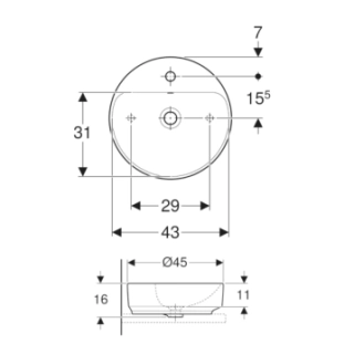 Geberit Variform Φ45 Επιτραπέζιος Νιπτήρας Πορσελάνης 500.769.01.2