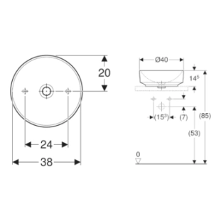 Geberit Variform Φ40 Επιτραπέζιος Νιπτήρας Πορσελάνης 500.768.01.2