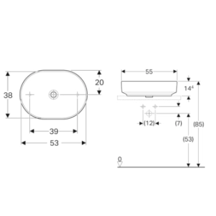 Geberit Variform 55x40 Οβάλ Επιτραπέζιος Νιπτήρας Πορσελάνης 500.774.01.2