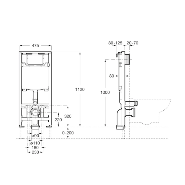 Roca Duplo One Εντοιχιζόμενο Καζανάκι Γυψοσανίδας 10,7-12,5cm A890070020