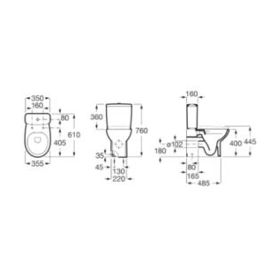 Roca Victoria Καζανάκι Πορσελάνης Διπλής Ροής Κάτω Παροχής 2