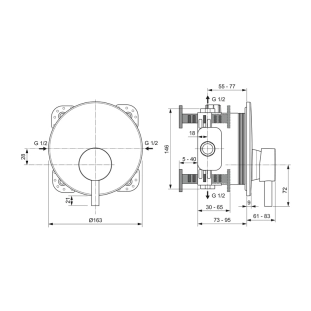 Ideal Standard Ceraline A7388AA Εξωτερικά Μέρη Εντοιχιζόμενης Μπαταρίας ντους, χρωμέ 2