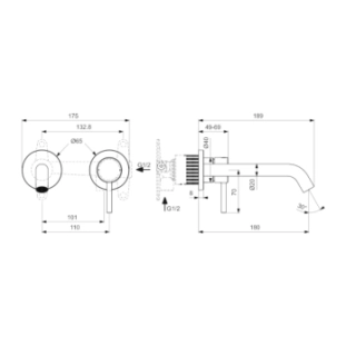Ideal Standard Ceraline Nuovo Εξωτερικά Μέρη Εντοιχιζόμενης Μπαταρίας Νιπτήρος BD764XG