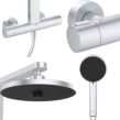 Ideal Standard Ceratherm ALU+ Πλήρης Στήλη Ντους με Θερμοστατική Μπαταρία Silver BD583SI