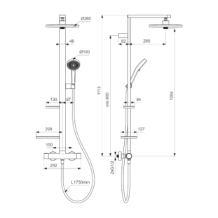 Ideal Standard Ceratherm ALU+ Πλήρης Στήλη Ντους με Θερμοστατική Μπαταρία Rose BD583RO