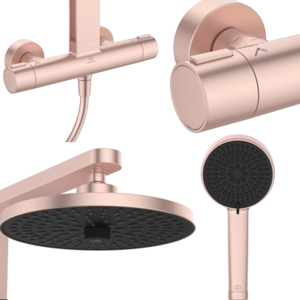 Ideal Standard Ceratherm ALU+ Πλήρης Στήλη Ντους με Θερμοστατική Μπαταρία Rose BD583RO