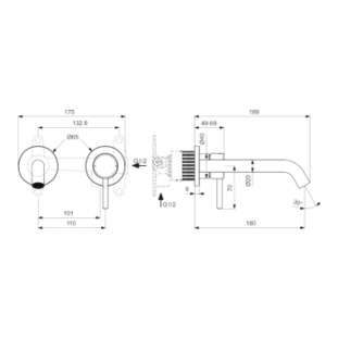 Ideal Standard Ceraline Nuovo Εξωτερικά Μέρη Εντοιχιζόμενης Μπαταρίας Νιπτήρος BD764AA