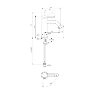 Ideal Standard Ceraline Nuovo BD757AA Μπαταρία Νιπτήρος, Χρωμέ