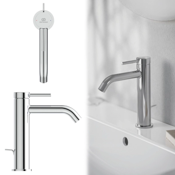 Ideal Standard Ceraline Nuovo BD847AA Μπαταρία Νιπτήρος με Βαλβίδα, Xρωμέ