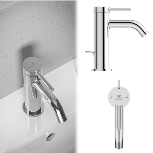 Ideal Standard Ceraline Nuovo BD846AA Μπαταρία Νιπτήρος με Βαλβίδα, χρωμέ