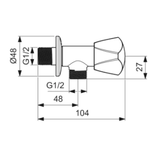 Ideal Standard Γωνιακός Διακόπτης 1/2'' PVD Magnetic Grey BD650A5