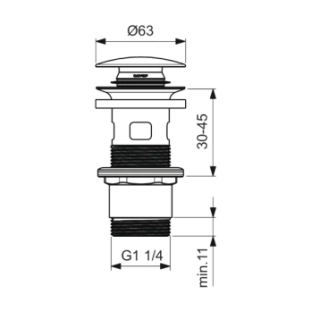 Ideal Standard Βαλβίδα Νιπτήρος Click-Clack με Υπερχείλιση Magnetic Grey PVD E1482A5