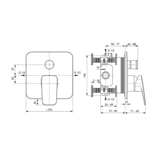 Ideal Standard Ceraplan IV BD263AA Εξωτερικά Μέρη Εντοιχιζόμενης Μπαταρίας λουτρού, χρωμέ 2