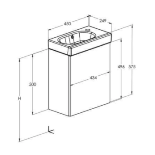 Έπιπλο μπάνιου Roca Mini Light Oak με νιπτήρα 45x24,9cm