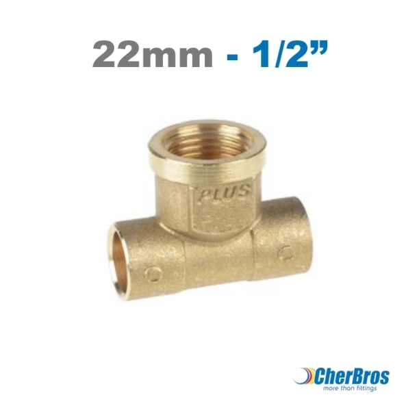 Ορειχάλκινο Ταφ Θηλυκό Κολλητό 22mm x 1/2''