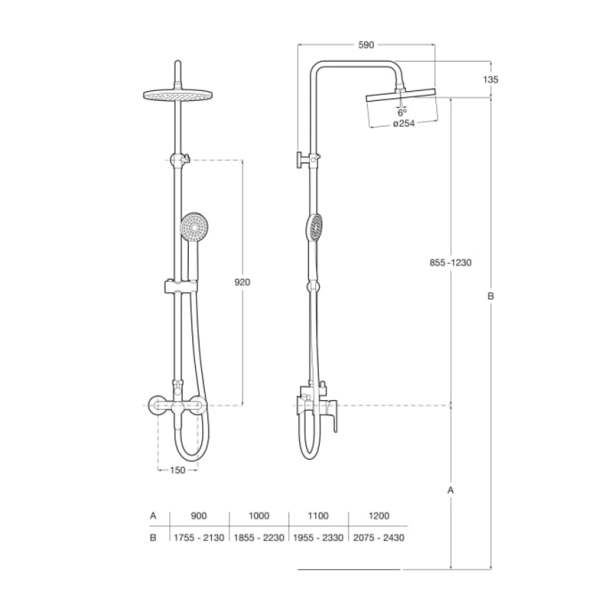 Roca L20 A5A9709C00 Στήλη Ντους με Μπαταρία, Χρωμέ