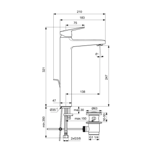 Ideal Standard Ceraplan IV BD238AA Μπαταρία Νιπτήρος, χρωμέ 2