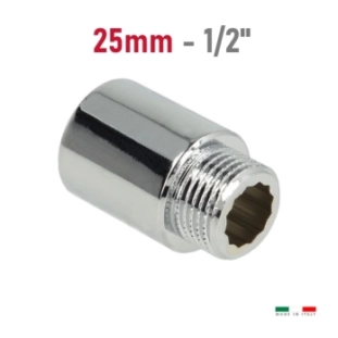 Ορειχάλκινη Προέκταση 25mm Βαρέως Τϋπου 1/2'', Χρωμέ