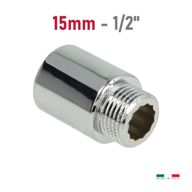 Ορειχάλκινη Προέκταση 15mm Βαρέως Τϋπου 1/2'', Χρωμέ