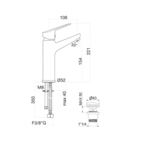 Fiore Kyro 86CR8112 Μπαταρία Νιπτήρος, χρωμέ 2