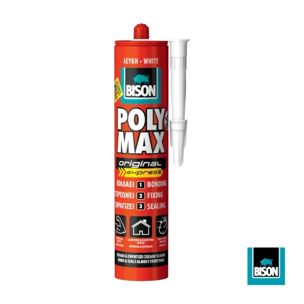 Bison Poly Max Express Κόλλα Πολυμερών Λευκή 425gr