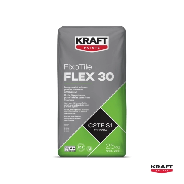 Kraft Fixotile Flex 30 Κόλλα Πλακιδίων C2TE S1 25Kgr Λευκό