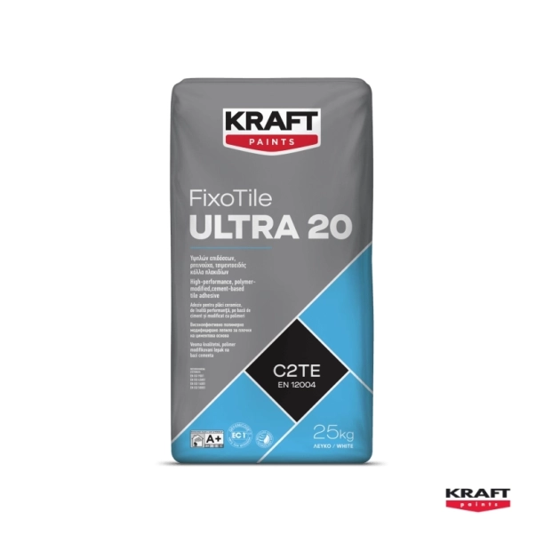 Kraft Fixotile Ultra 20 Κόλλα Πλακιδίων C2TE 25Kgr Λευκό
