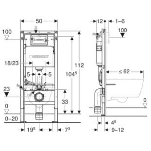Geberit Delta 12cm εντοιχισμού γυψοσανίδας Full Frame 458.127.00.2 2