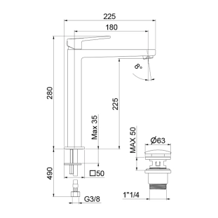 Fiore Dark 140CR4418 Μπαταρία Νιπτήρος, χρωμέ 2