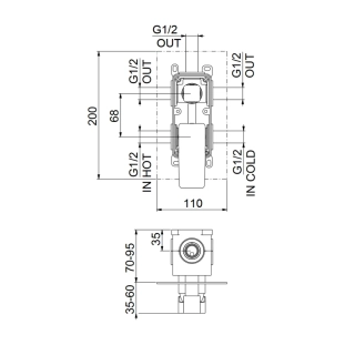 Fiore Dark 140CR7577 Πλήρες Σύστημα Εντοιχιζόμενης Μπαταρίας λουτρού, χρωμέ 2