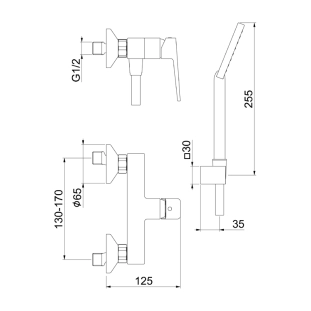 Fiore Dark 140NN4461 Μπαταρία Ντους Πλήρης με Αξεσουάρ, μαύρο ματ 2
