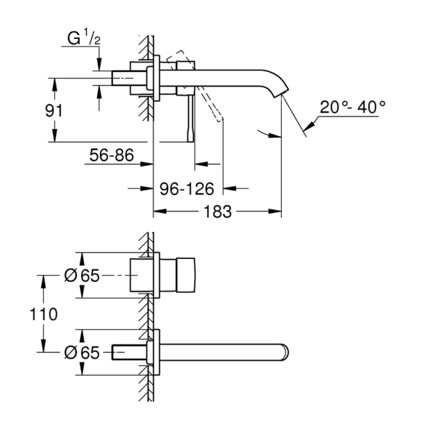 Grohe Essence 29192DA1 Εξωτερικά Μέρη Εντοιχιζόμενης Μπαταρίας Νιπτήρος, Warm Sunset