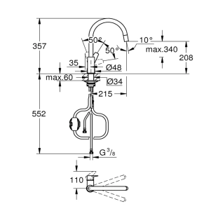 Μπαταρία Κουζίνας Grohe Bauedge 30536000, χρωμέ 2