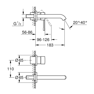 Grohe Essence 29192AL1 Εξωτερικά Μέρη Εντοιχιζόμενης Μπαταρίας Νιπτήρος, Brushed Hard Graphite 2