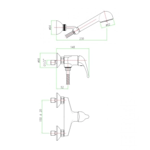 Fiore Altura Mia 29CR1750 Μπαταρία Ντους Πλήρης με Αξεσουάρ, χρωμέ 2